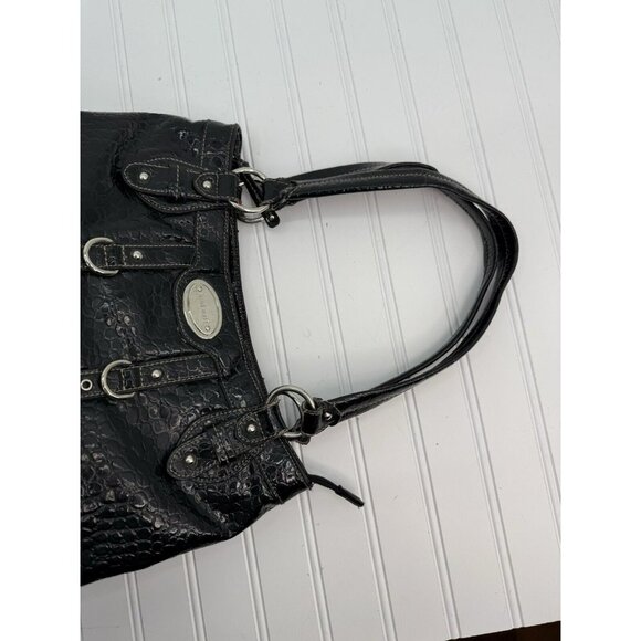 NINE WEST Vintage‎ Black Pebbled Shoulder Bag Purse Faux Leather - Picture 8 of 16